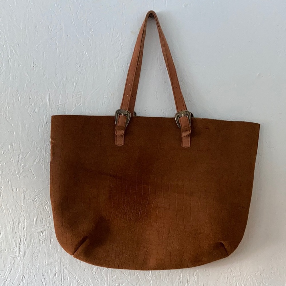 Handmade Sabrina Tach Textured Suede Leather Tote ("The Brown Tote")